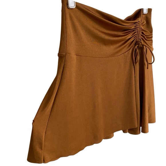 Free People Who’s That rust Cathaway Spice ruched slinky stretch mini skirt S - Picture 6 of 10